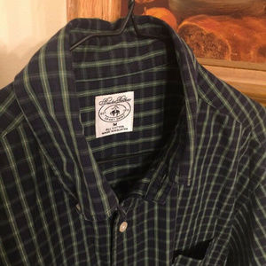 BROOKS BROTHERS~non iron all Cotton Green/Blue Pla